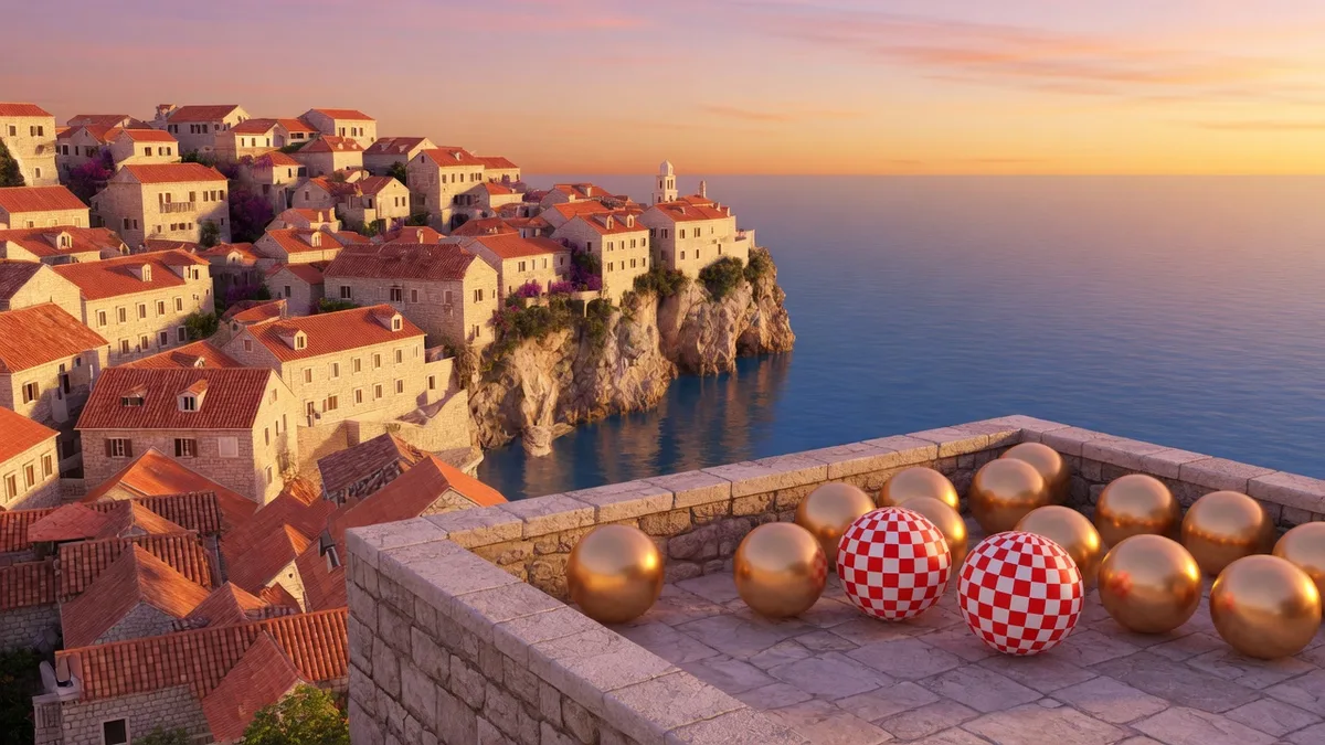 Jadran i zlatne kugle, 3D ilustracija za Hrvatsku
